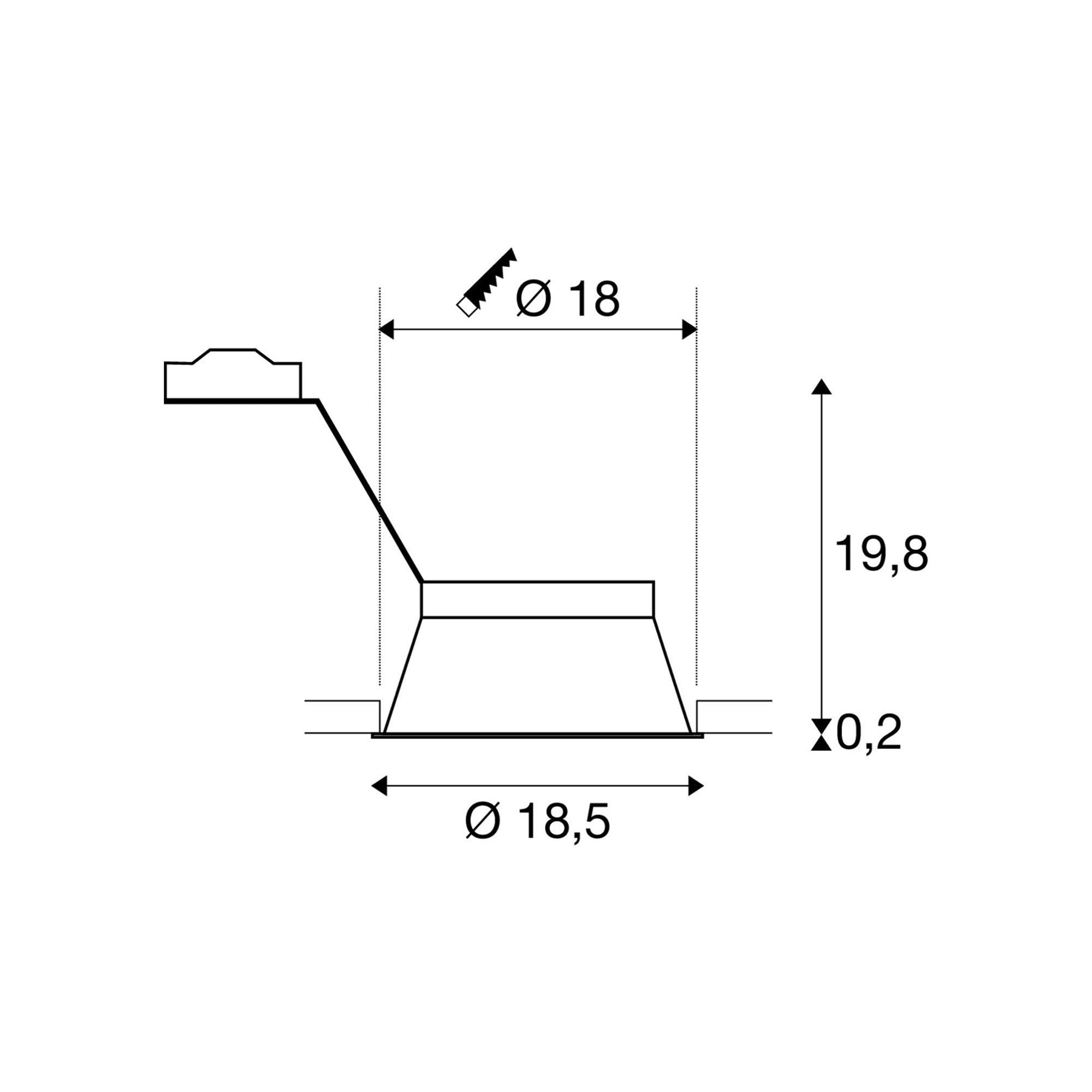 Ugradbena svjetiljka HORN T, stropna, bijela, 1xGU10, IP20