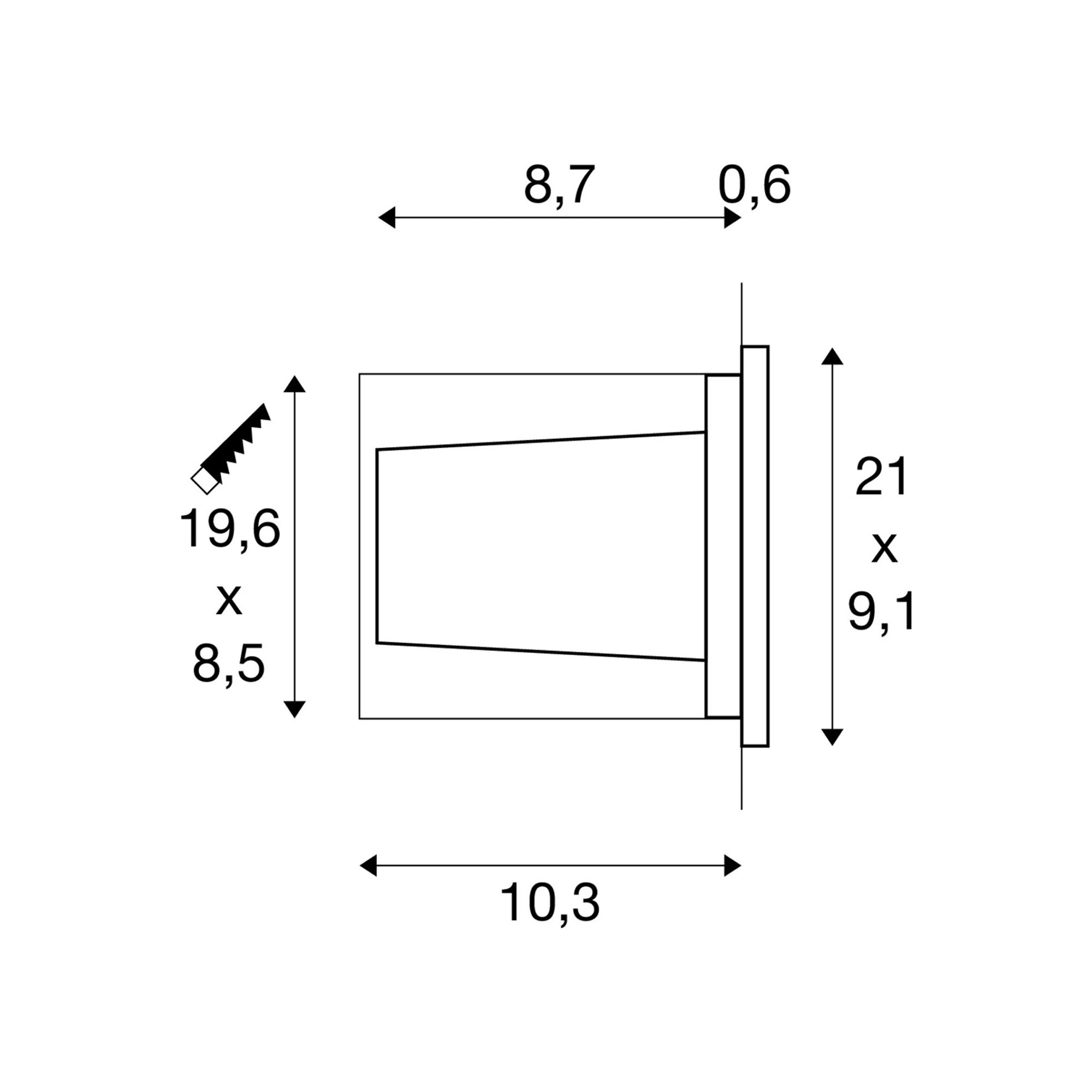 LED zidna svjetiljka BRICK, ugradbena, asimetrična, nehrđajući čelik, 9.5W, 3000K, IP65