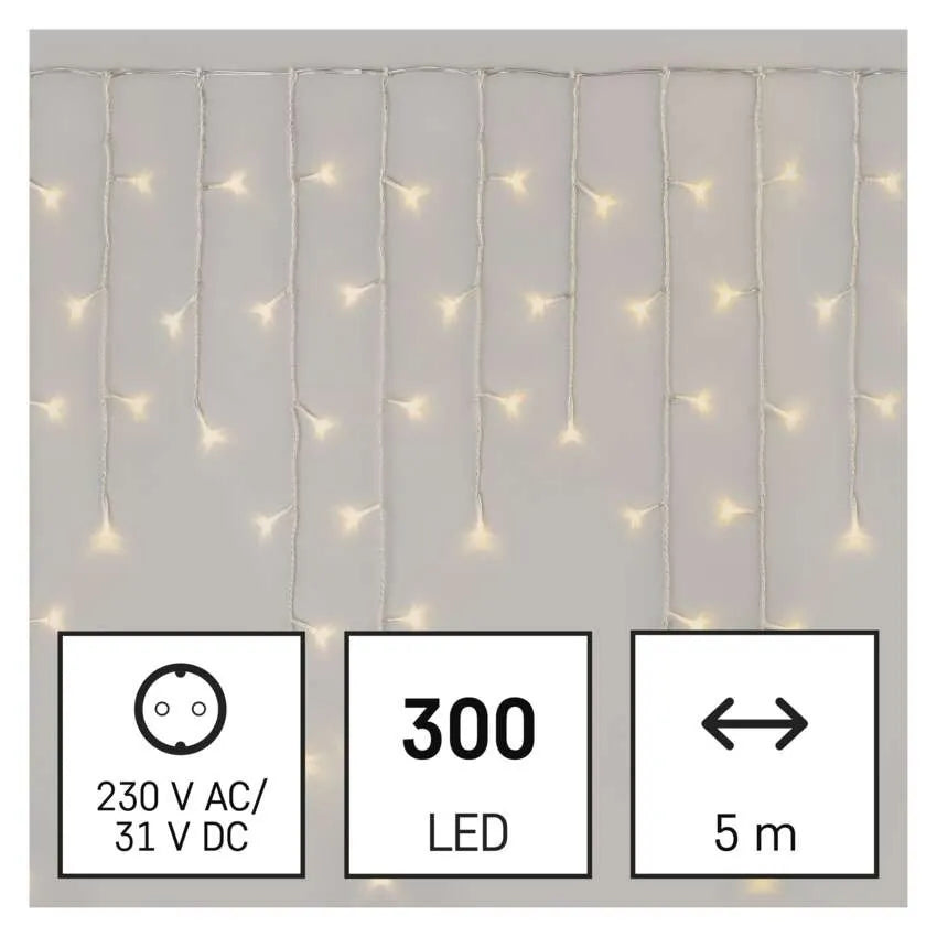 Božićne lampice, LED, ledenice, toplo bijela, daljinski, 8 načina rada, timer, IP44, 5m