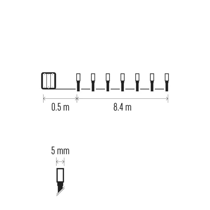 Božićne lampice, LED, toplo bijela, timer, 3xAA, IP44, 8.4m