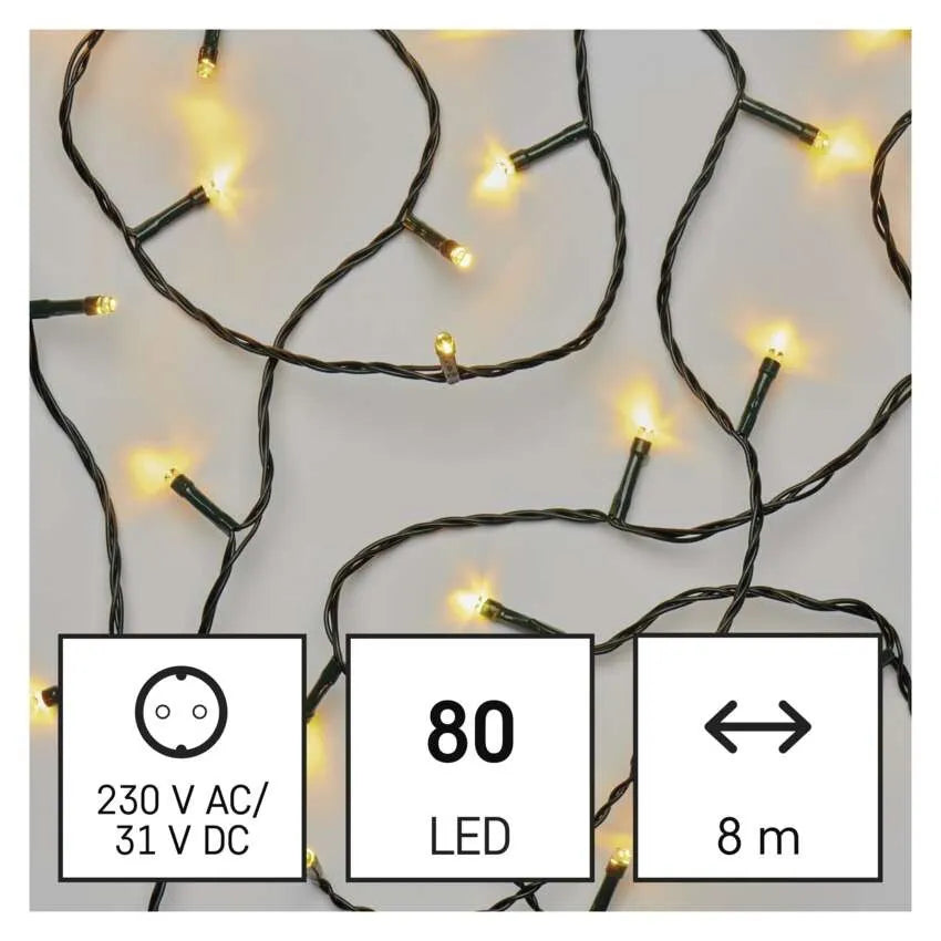 Božićne lampice, LED, toplo bijela, 8 načina rada, timer, IP44, 8m