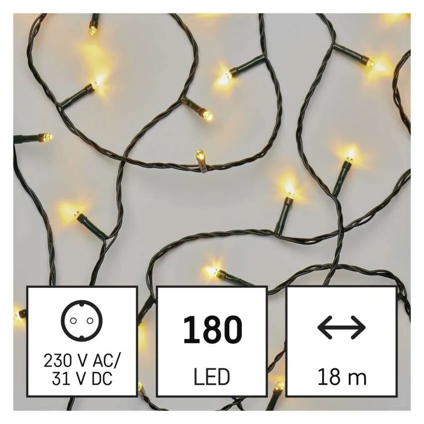 Božićne lampice, LED, toplo bijela, 8 načina rada, timer, IP44, 18m