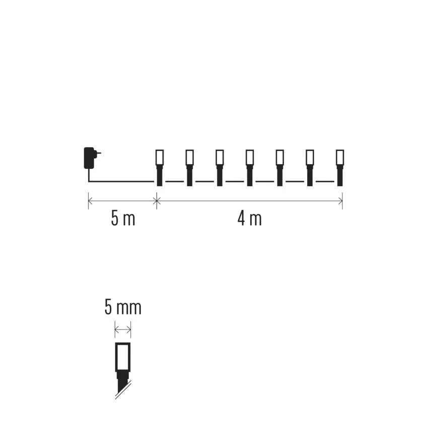 Božićne lampice, LED, hladno bijela, 8 načina rada, timer, IP44, 4m