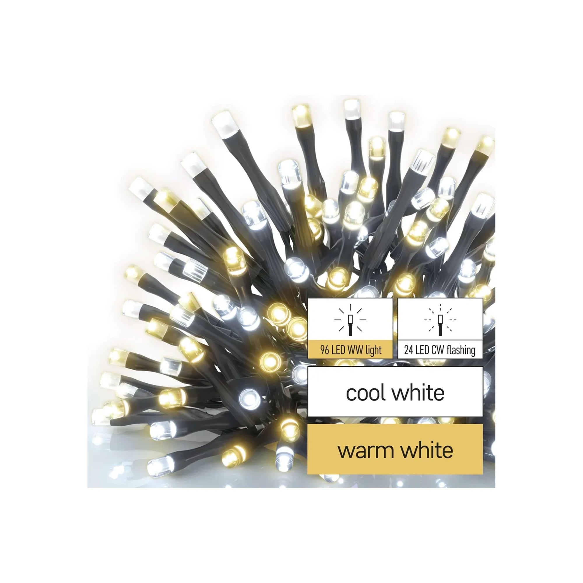 Božićne lampice, LED, toplo/hladno bijela, efekt treperenja, timer, IP44