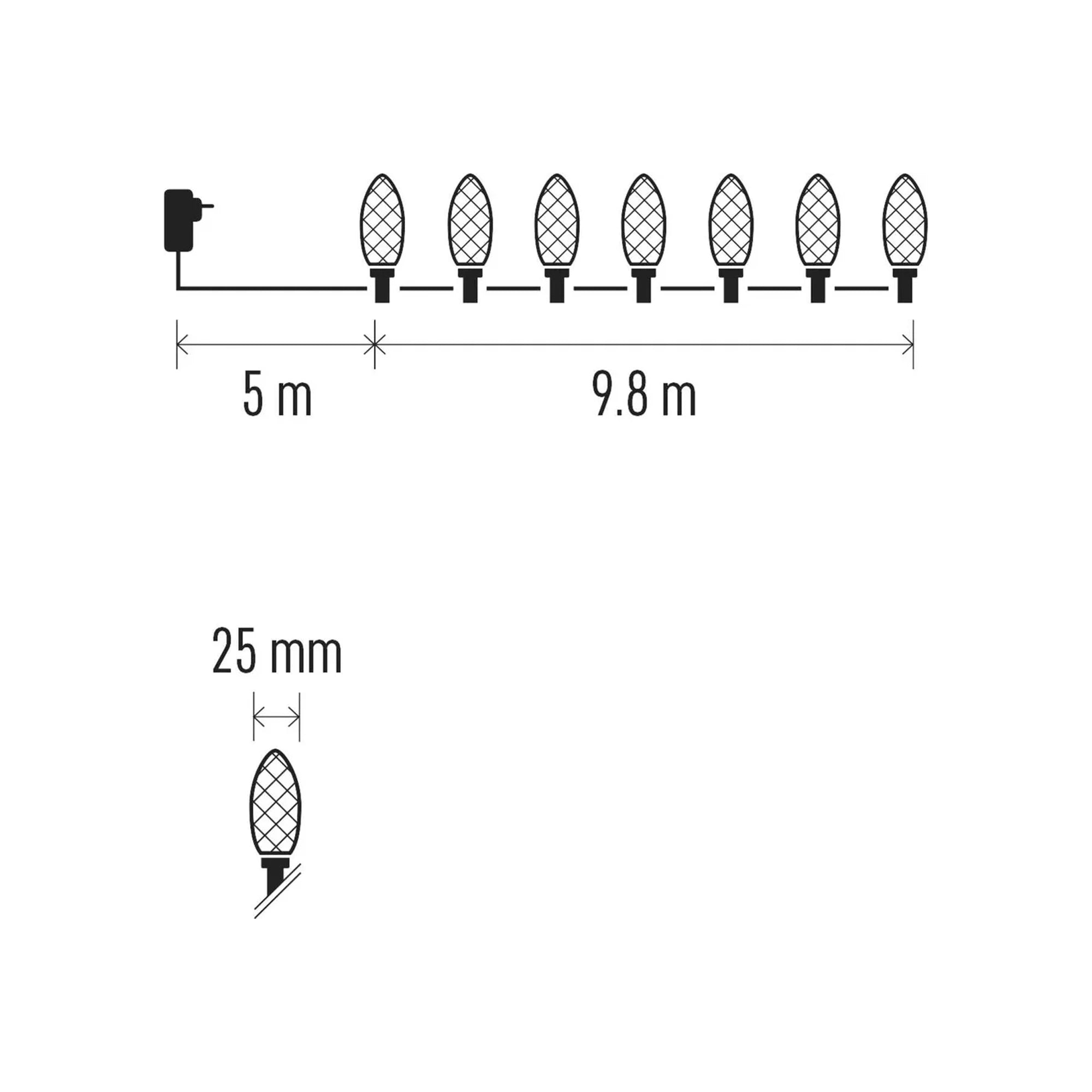 Božićne lampice, češeri, LED, hladno bijela, 8 načina rada, IP44, 9.8m