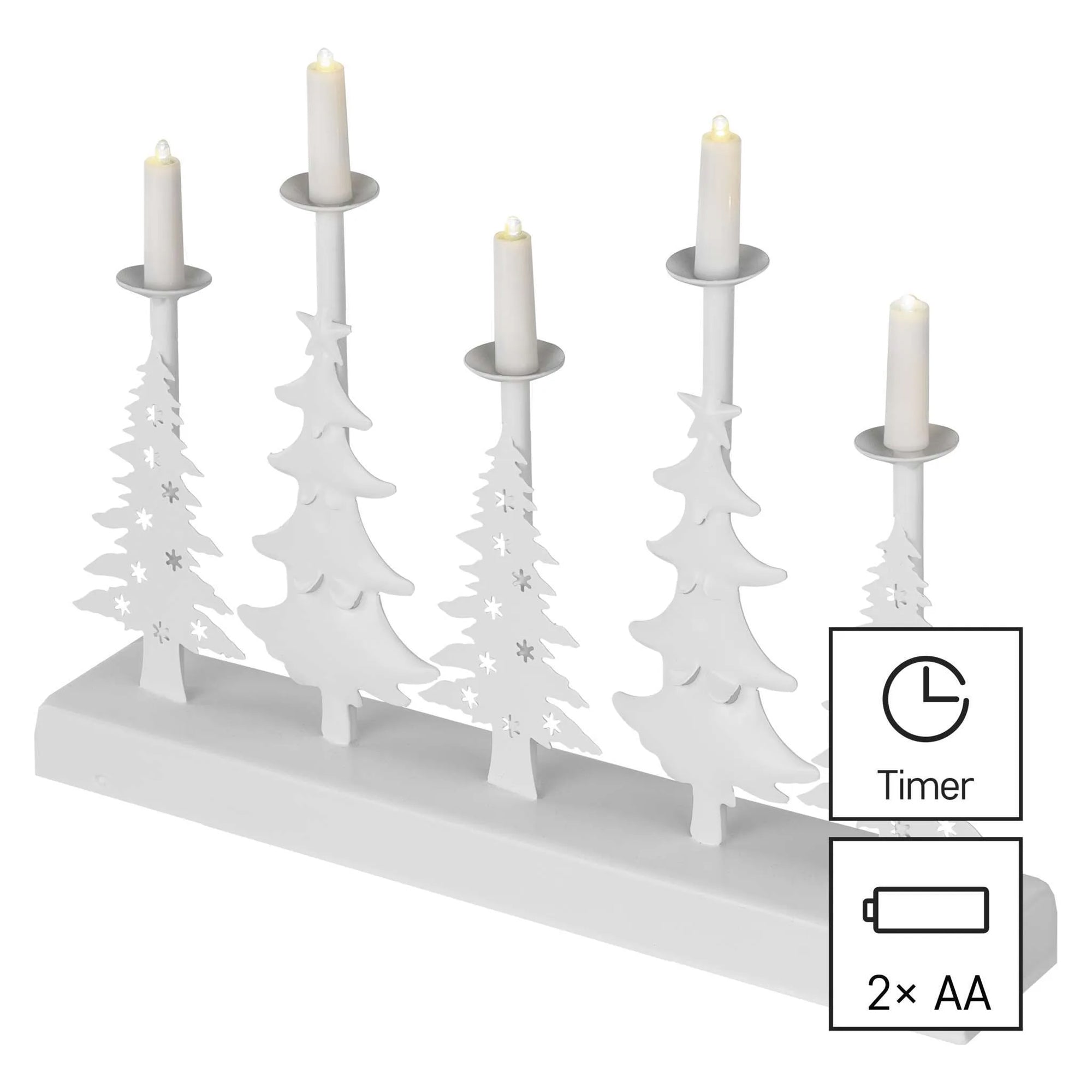 LED božićni svijećnjak, unutarnji, božićna drvca, toplo bijela, timer, 2xAA