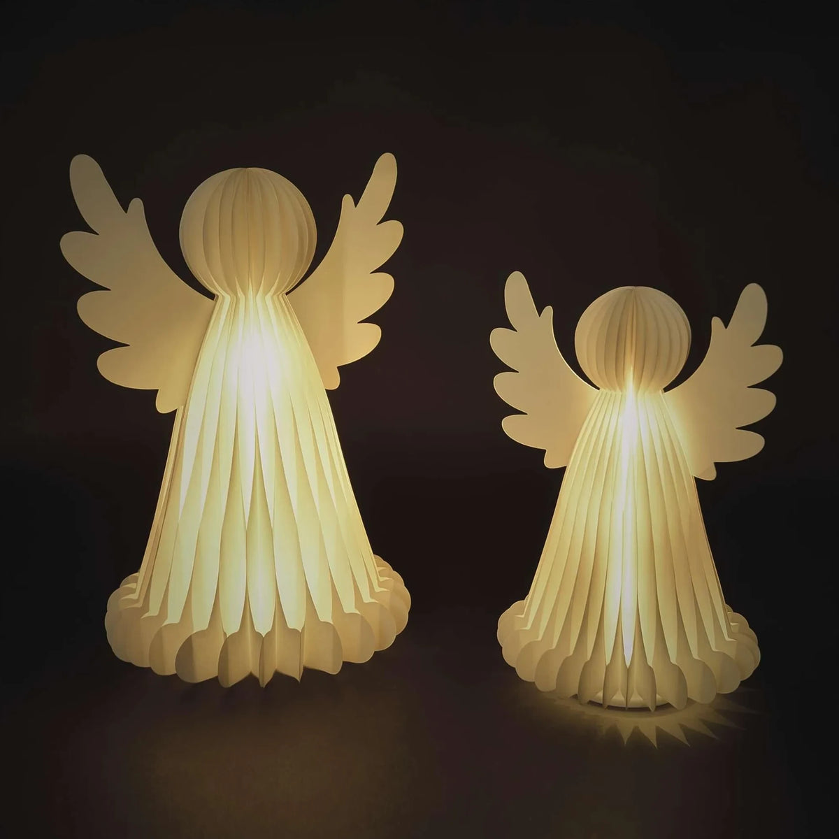 Anđeli od papira, s postoljem, 2 kom, LED, toplo bijela, 6xAA, IP20