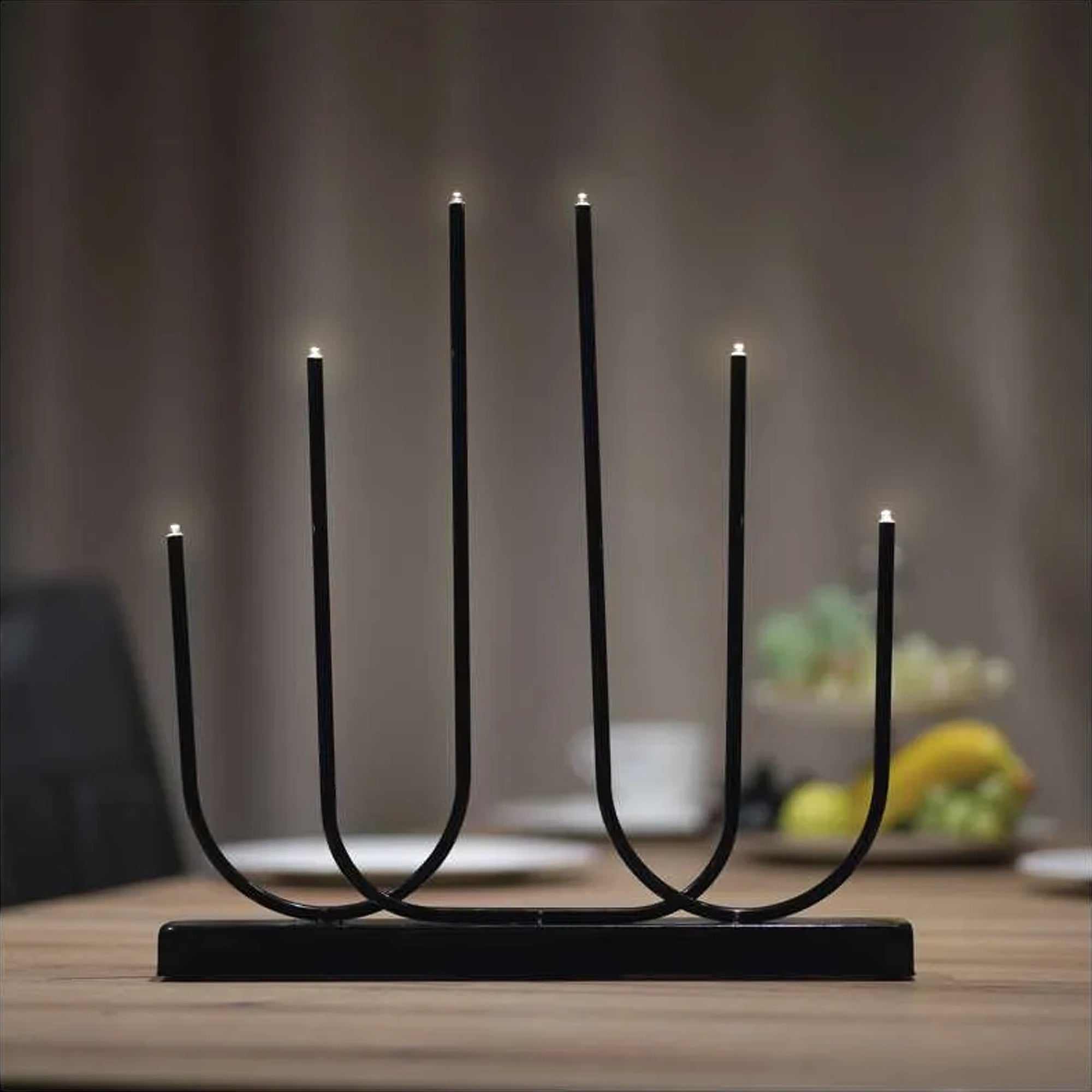 Božićni svijećnjak, metalni, crni, LED, toplo bijela, 2xAA, IP20, 40cm