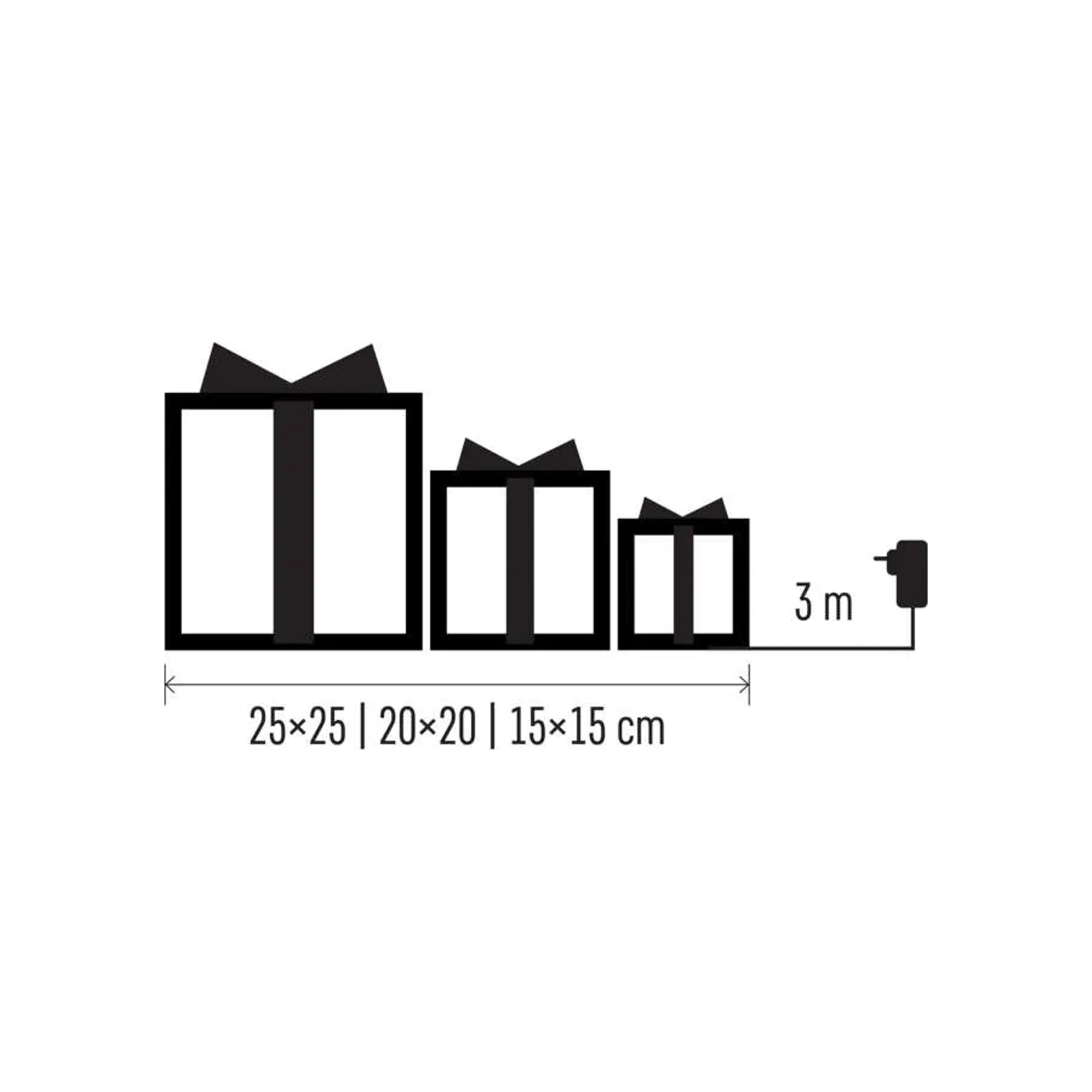 Božićni pokloni, 3 veličine, srebrni, LED, hladno bijela, IP20, 15-25cm