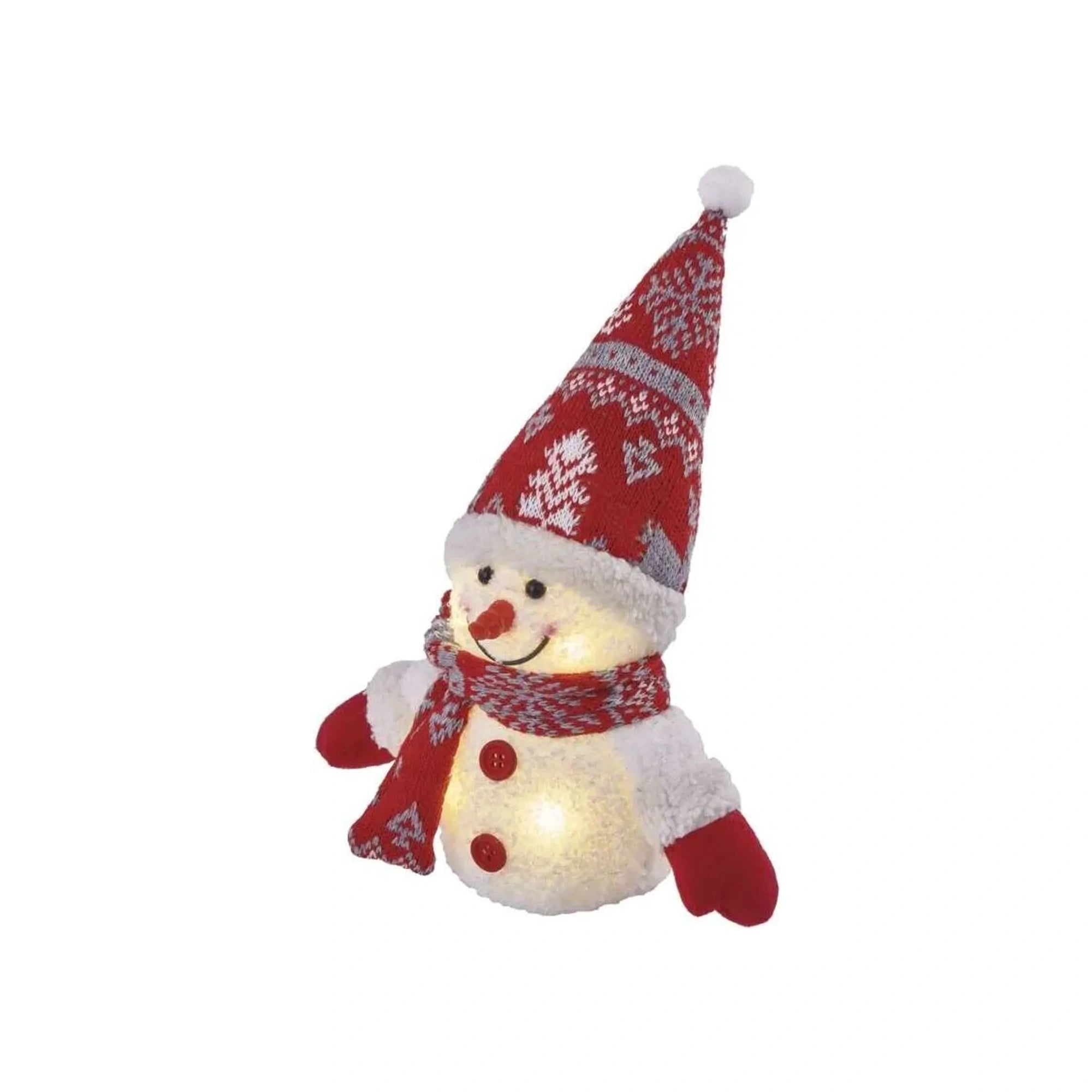 LED Christmas snowman, indoor, warm white, 3xAAA, 25cm