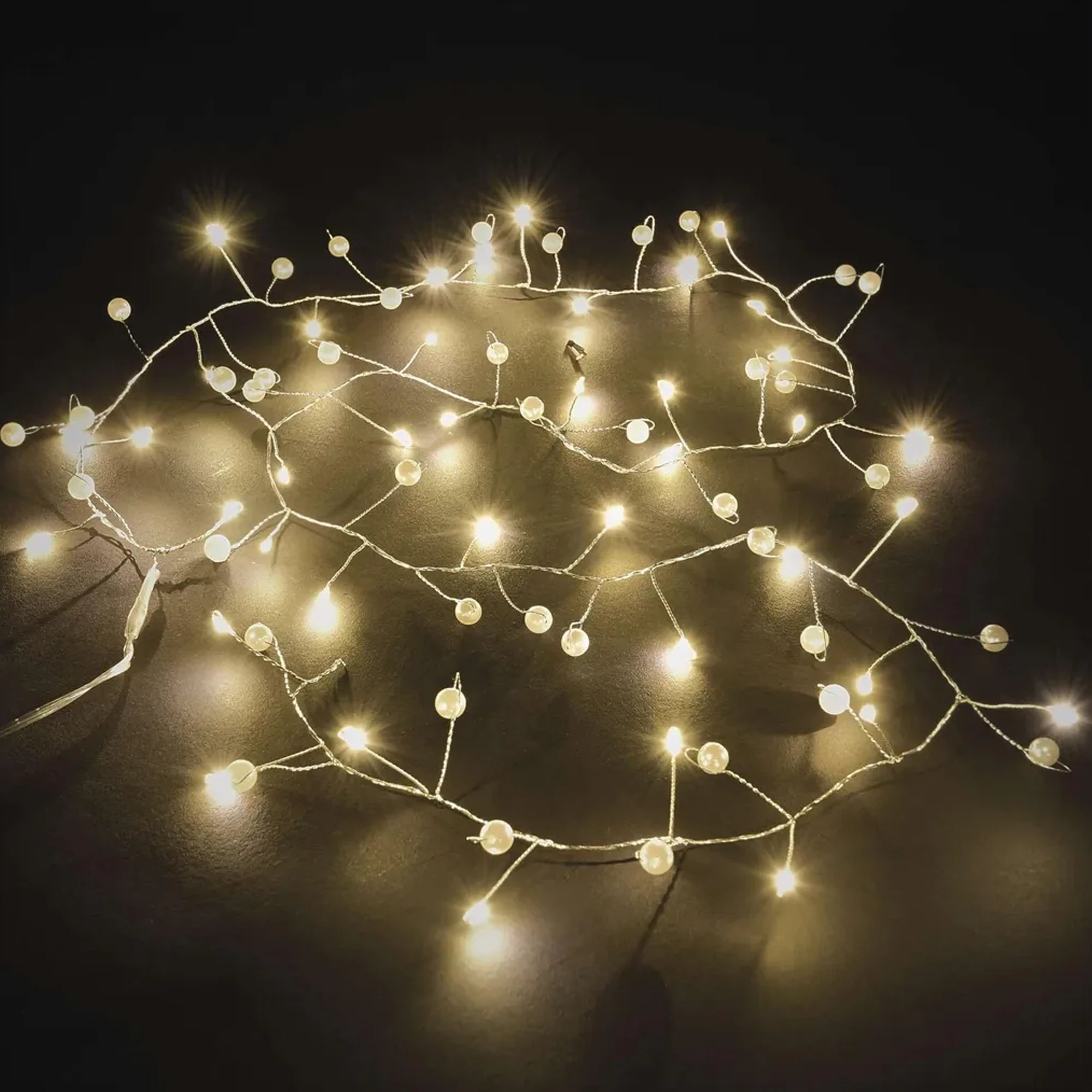 Božićna girlanda, perle, LED, toplo bijela, 3xAA, IP20, 1.2m