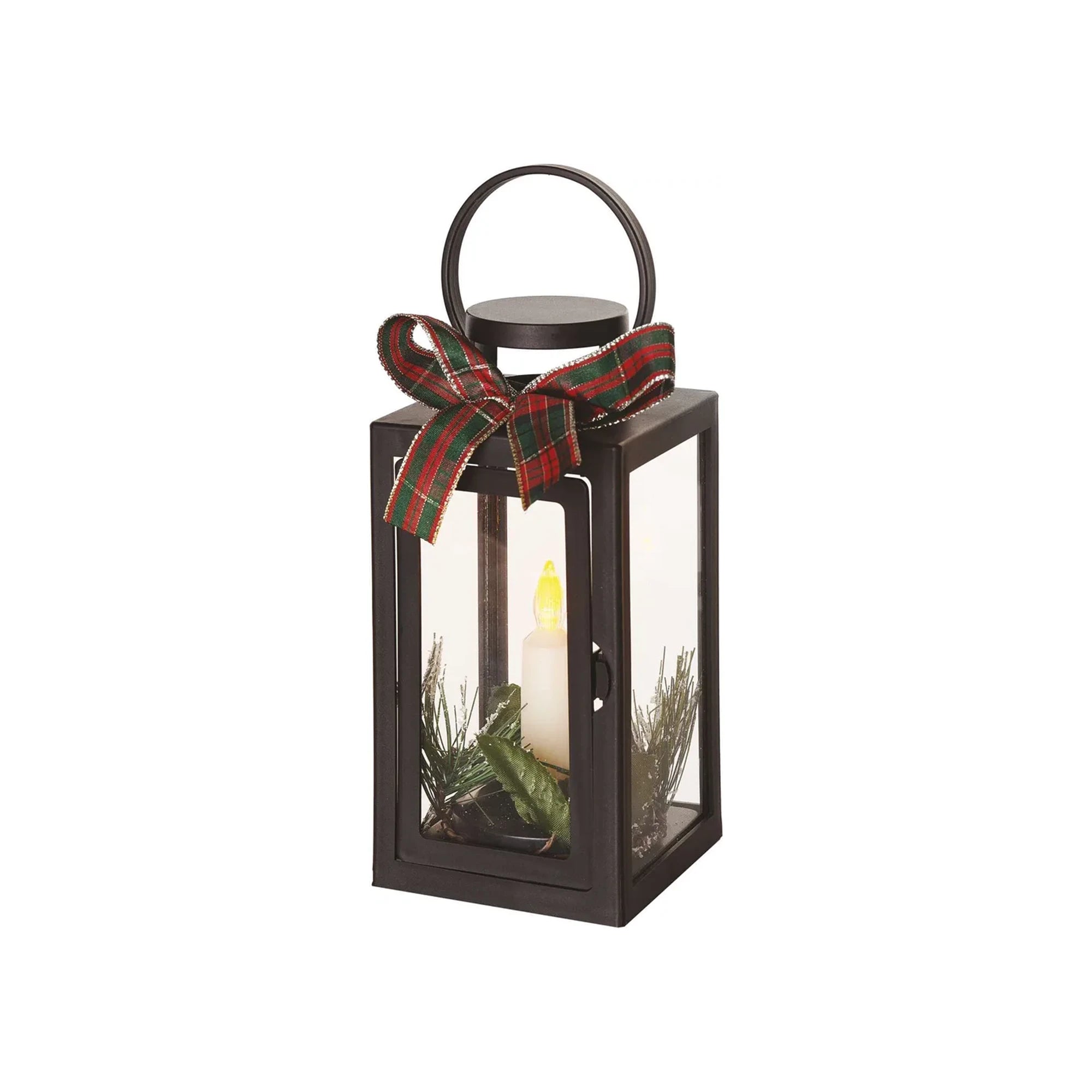 Božićna lanterna, sa svijećom, crna, LED, 3xAAA, IP20