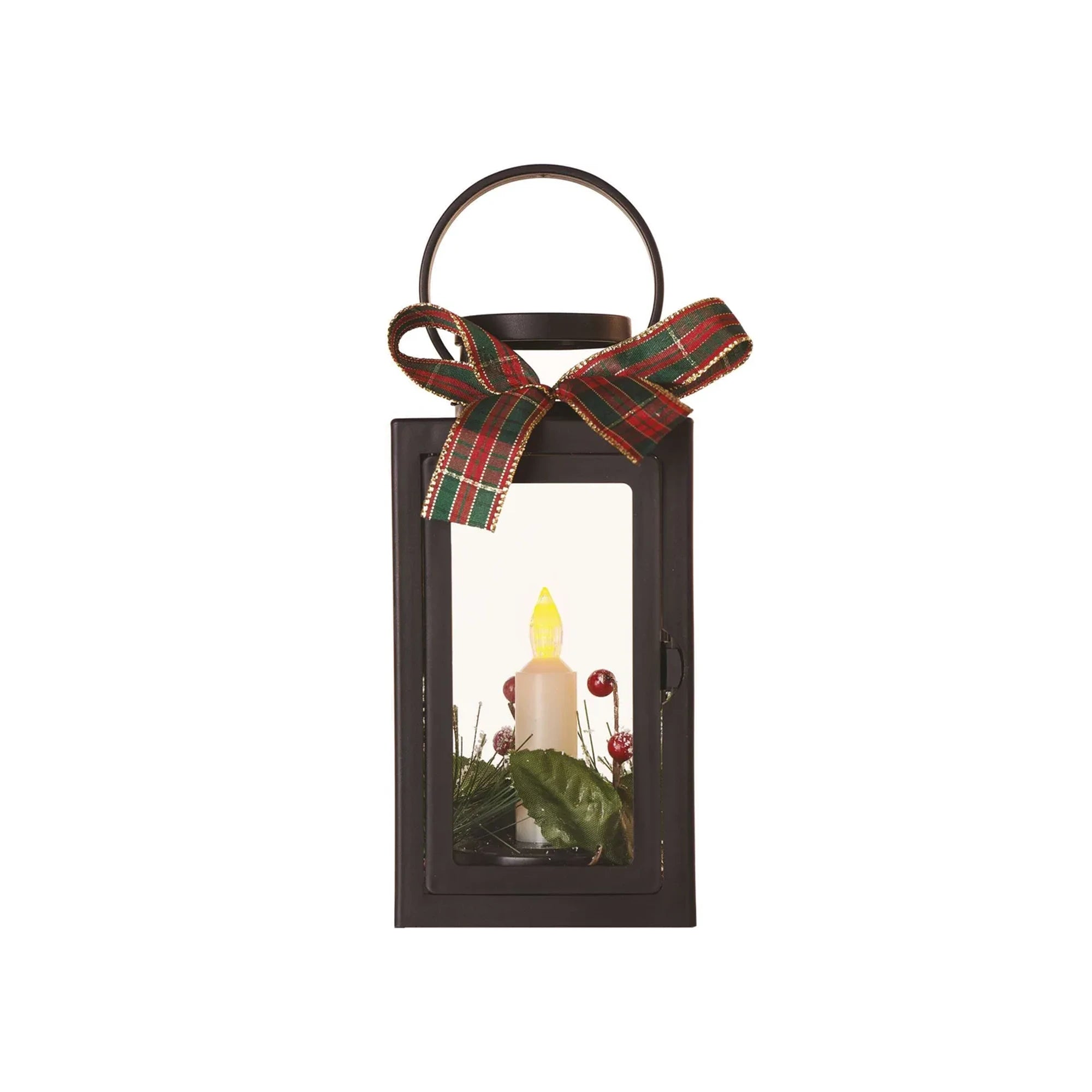 Božićna lanterna, sa svijećom, crna, LED, 3xAAA, IP20