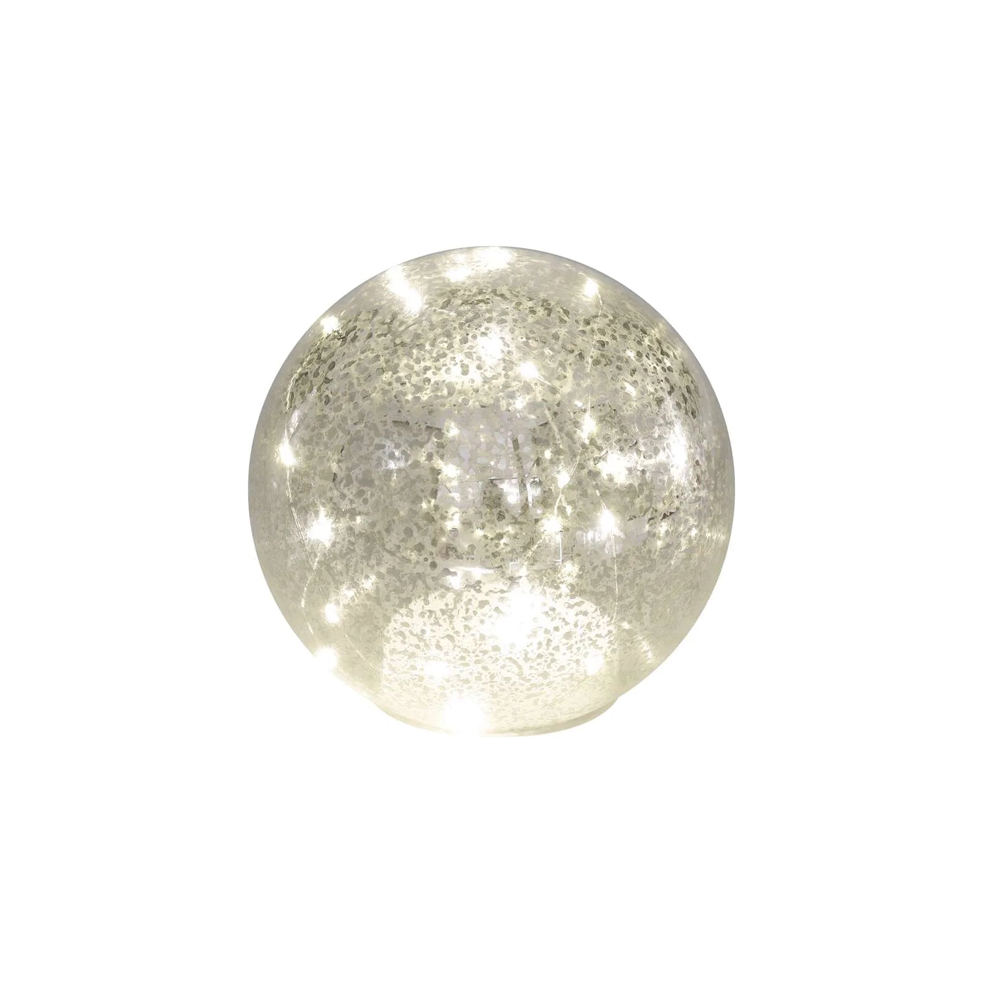 Božićna kugla, staklena, zlatna, LED, toplo bijela, 3xAA, IP20, 15cm