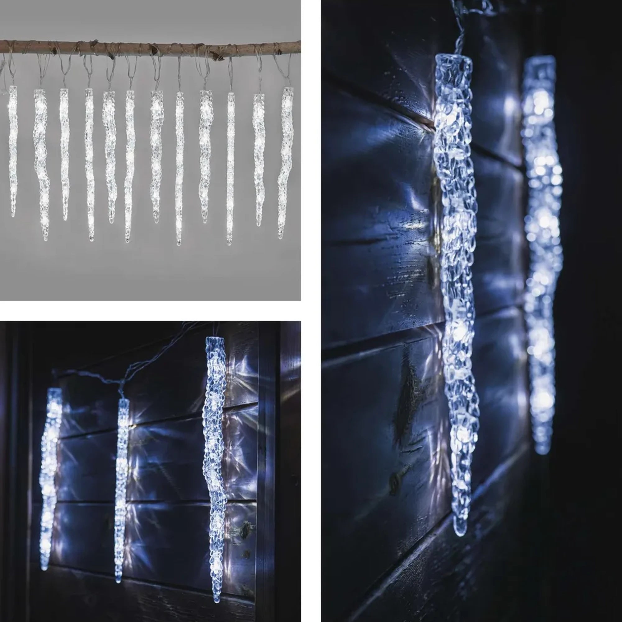 Božićna girlanda, 12 siga, LED, hladno bijela, IP44, 3.6m