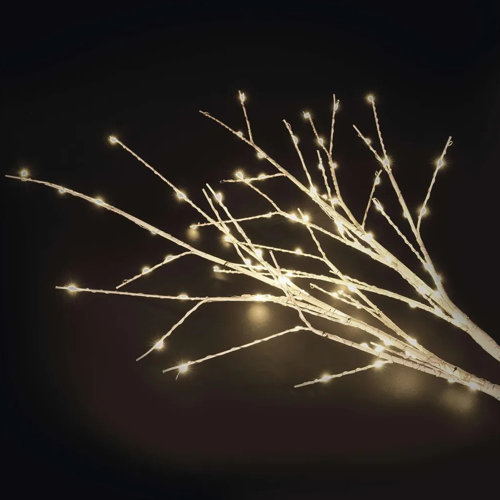 Božićna dekoracija, 2 grančice breze, LED, toplo bijela, 3xAA, IP44, 60cm