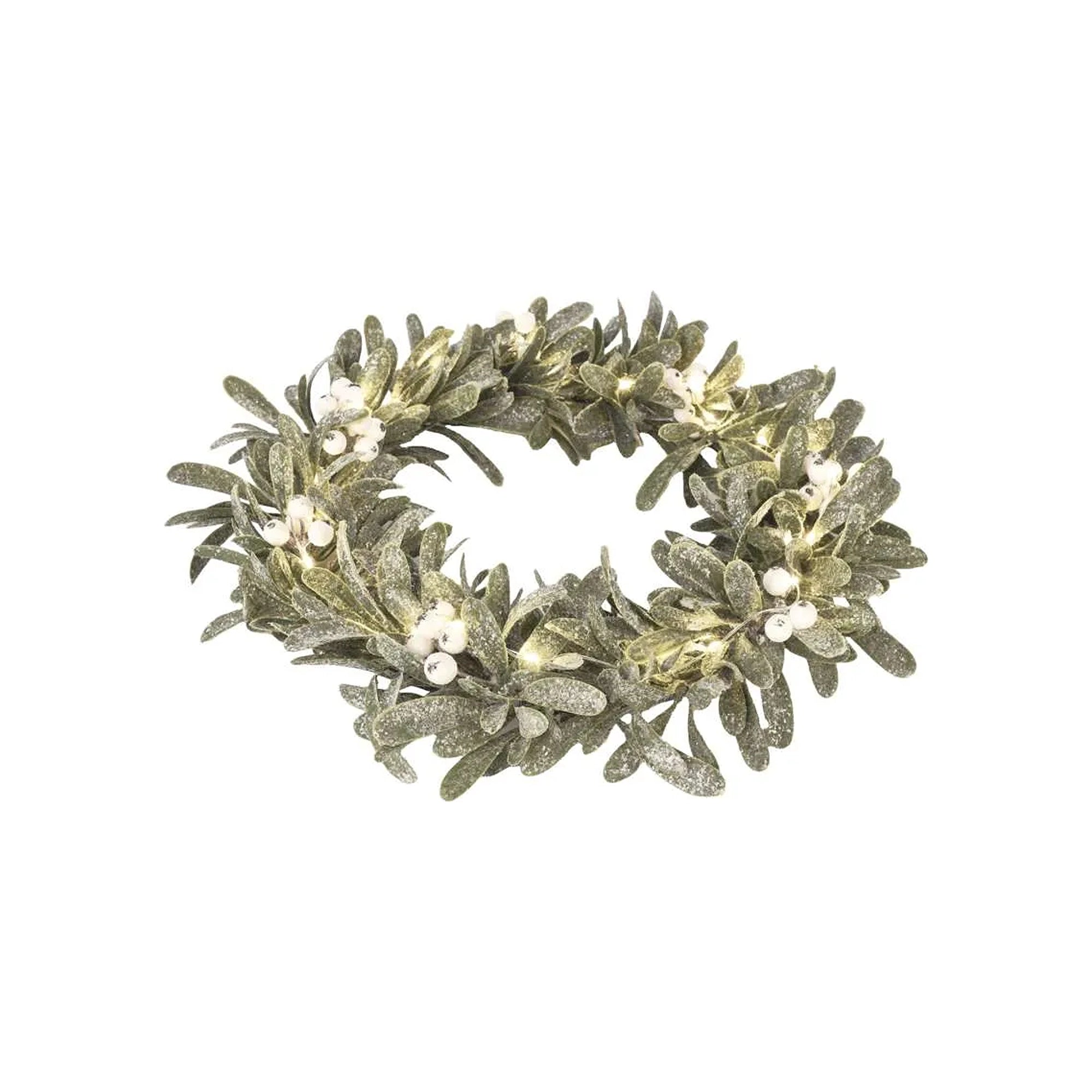 Božićni vijenac, imela, LED, toplo bijela, 3xAA, IP20, 35cm