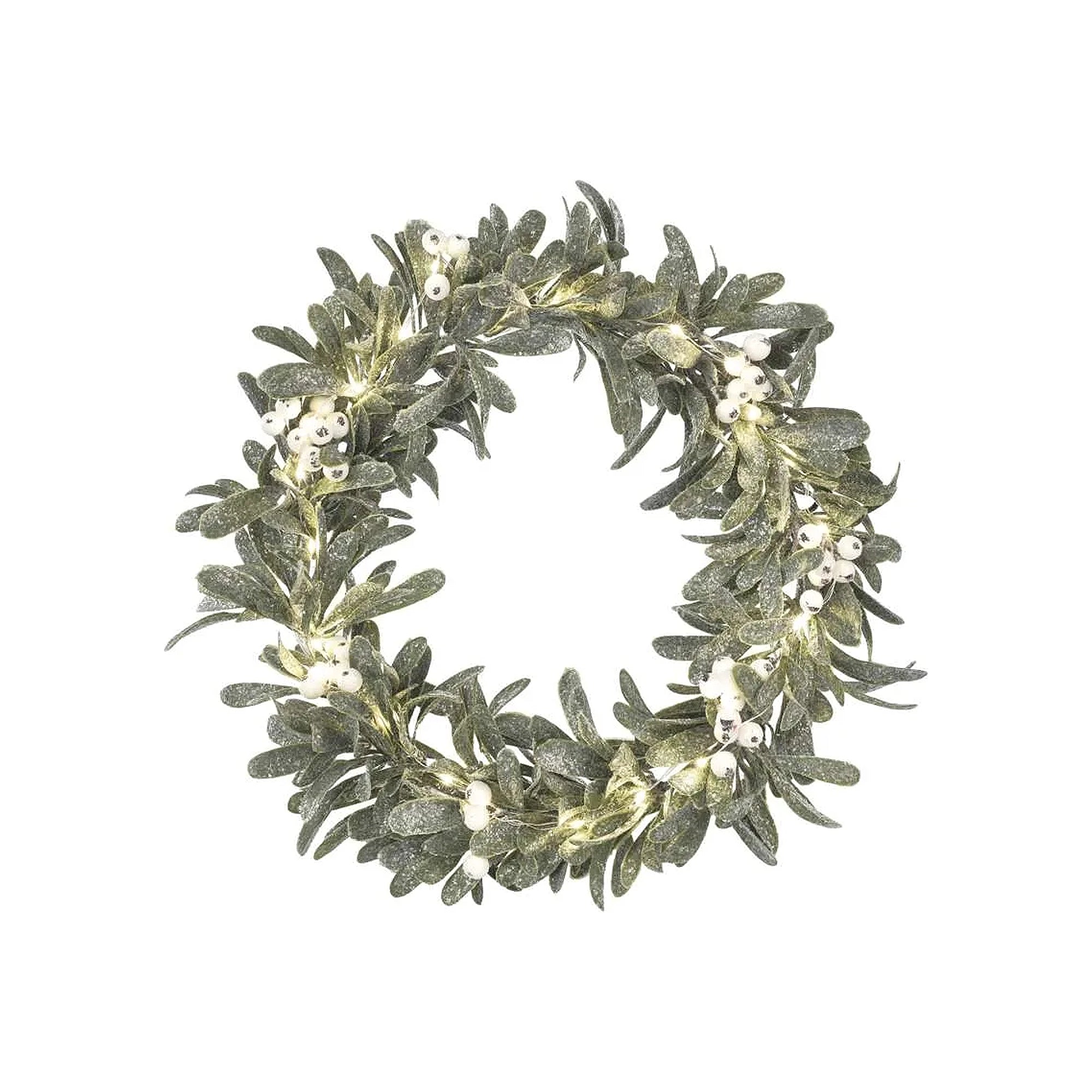 Božićni vijenac, imela, LED, toplo bijela, 3xAA, IP20, 35cm