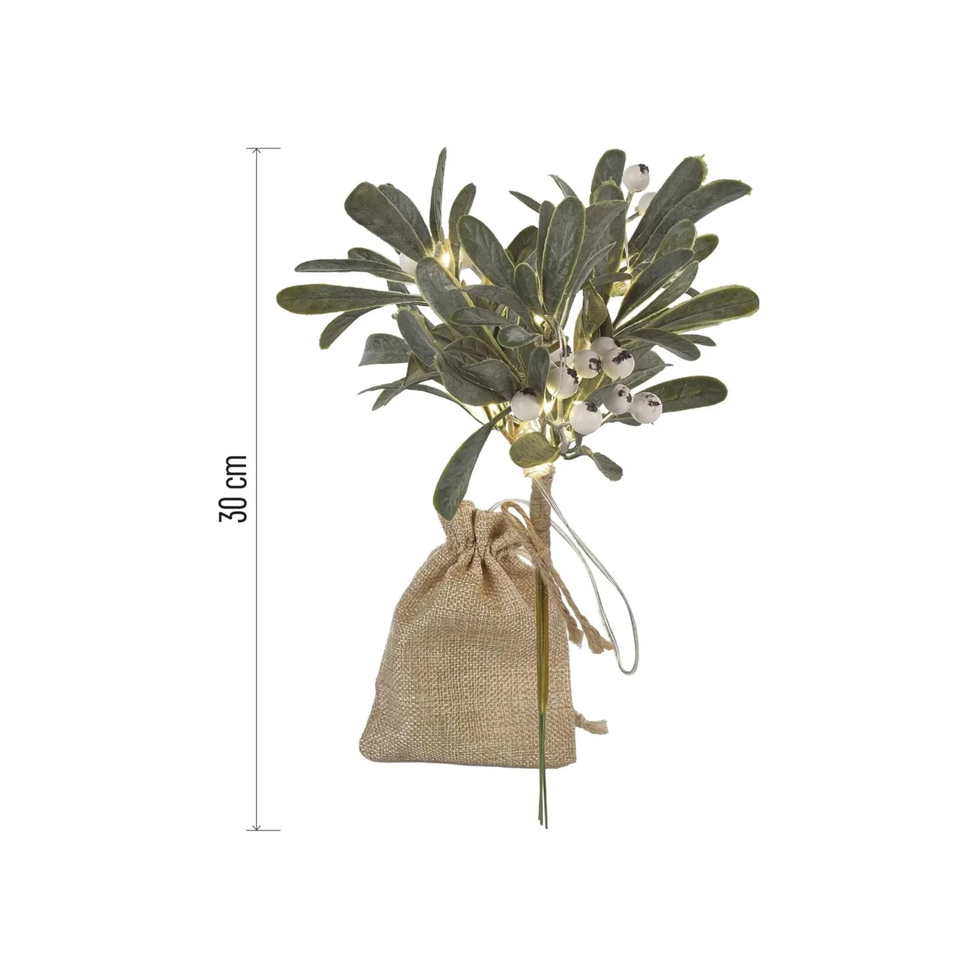 Božićna dekoracija, grančica imele, LED, toplo bijela, 2xAA, IP20, 30cm