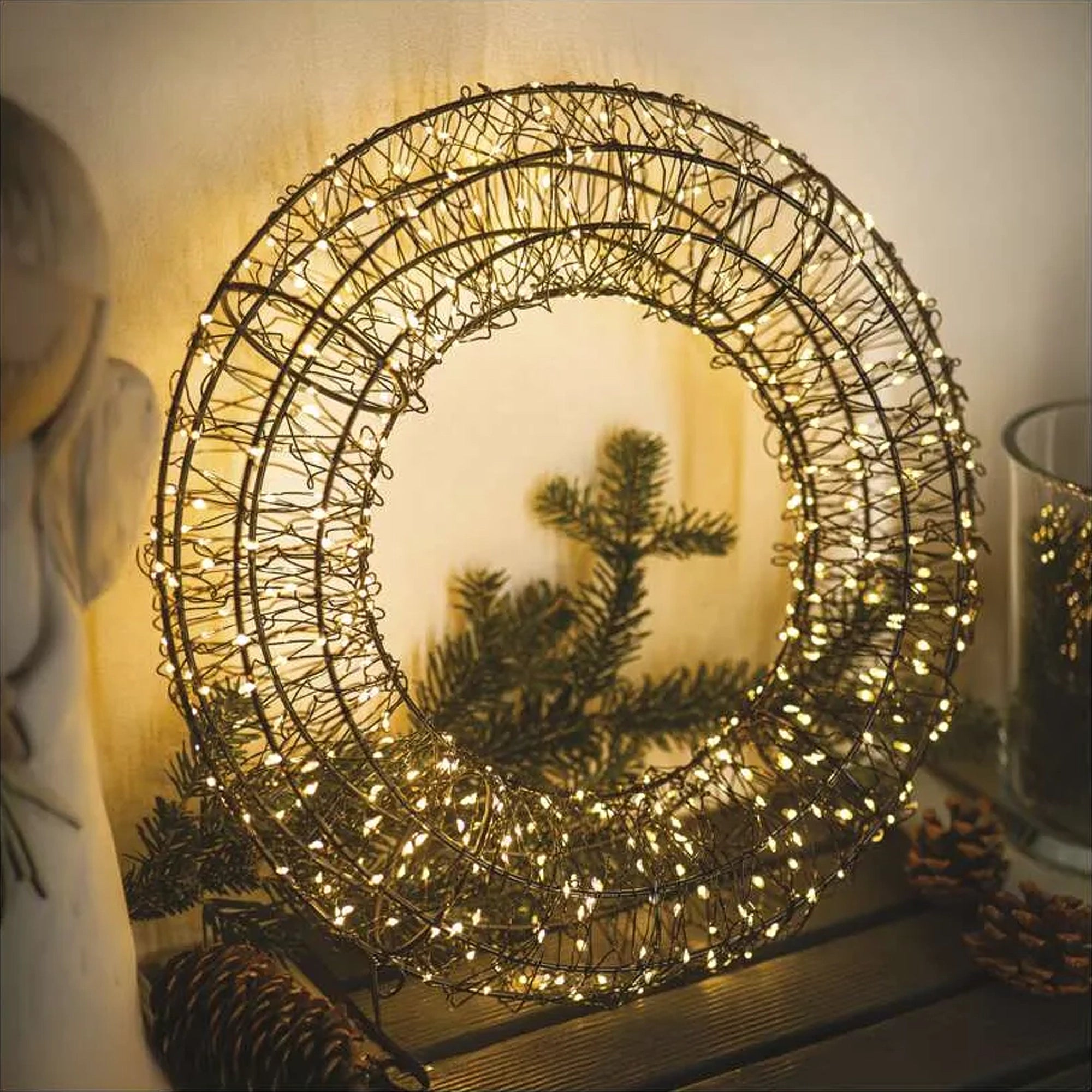 Božićni vijenac, 480 lampica, LED, toplo bijela, IP44, 38cm