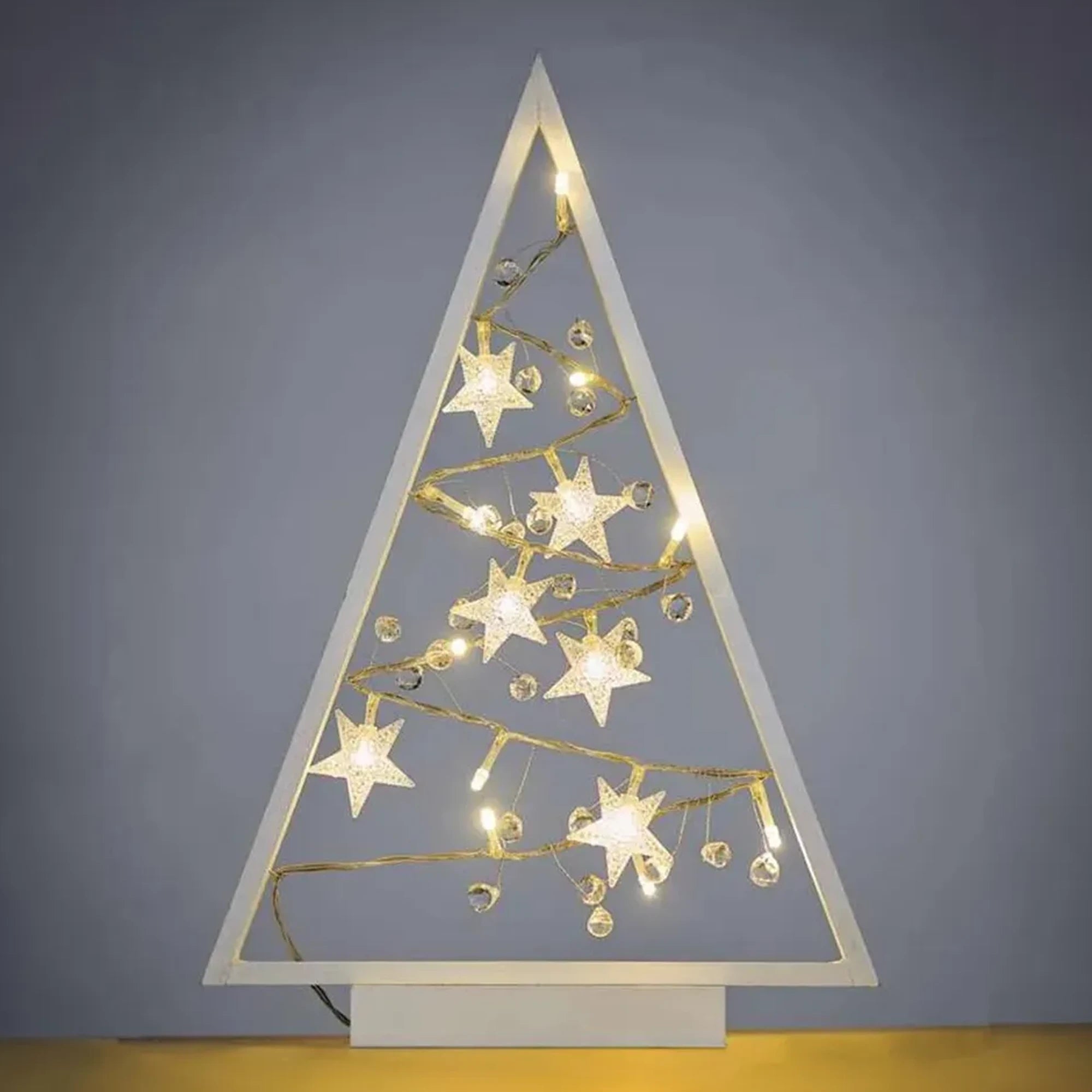 Božićna dekoracija, svjetleće drvce, LED, toplo bijela, 2xAA, IP20