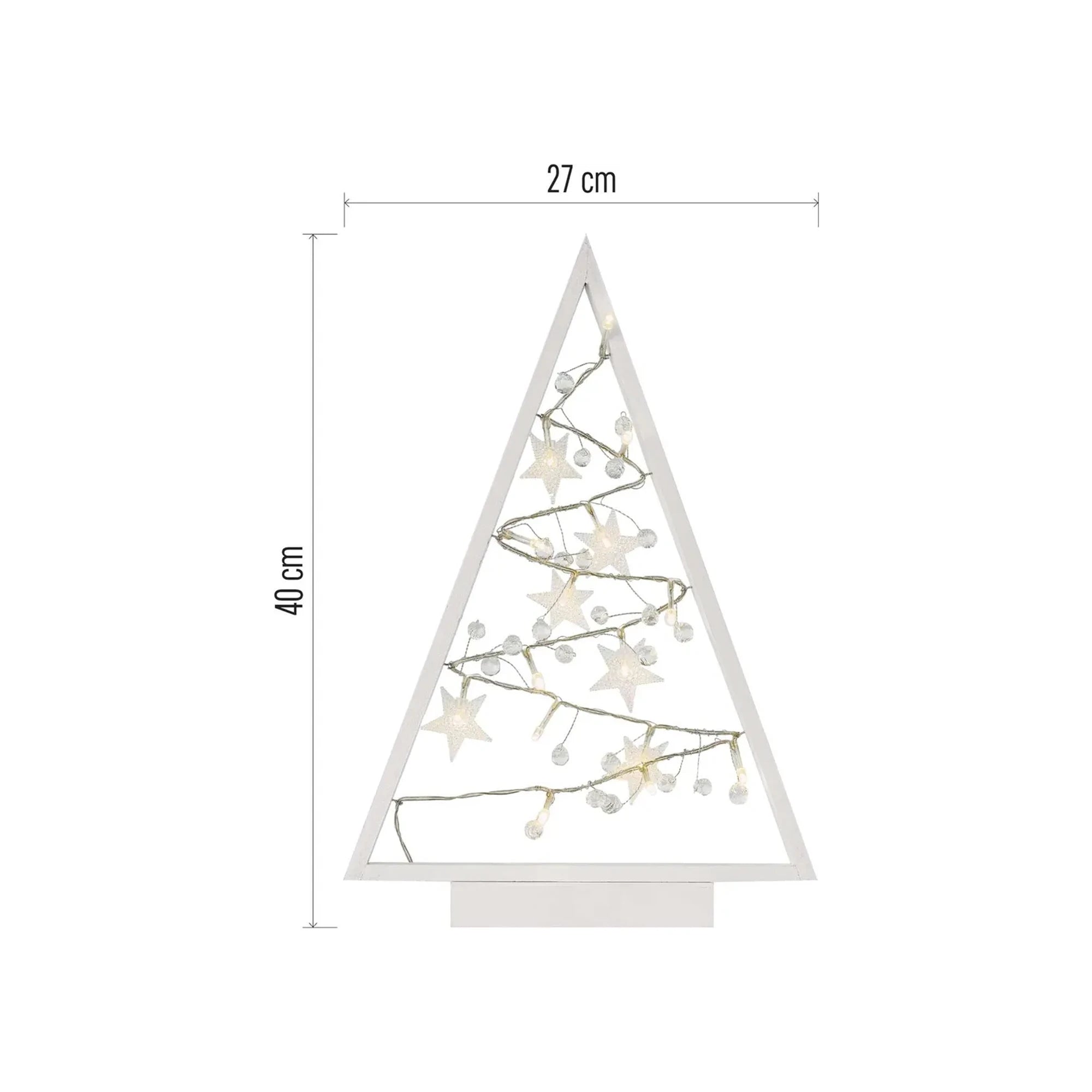 Božićna dekoracija, svjetleće drvce, LED, toplo bijela, 2xAA, IP20
