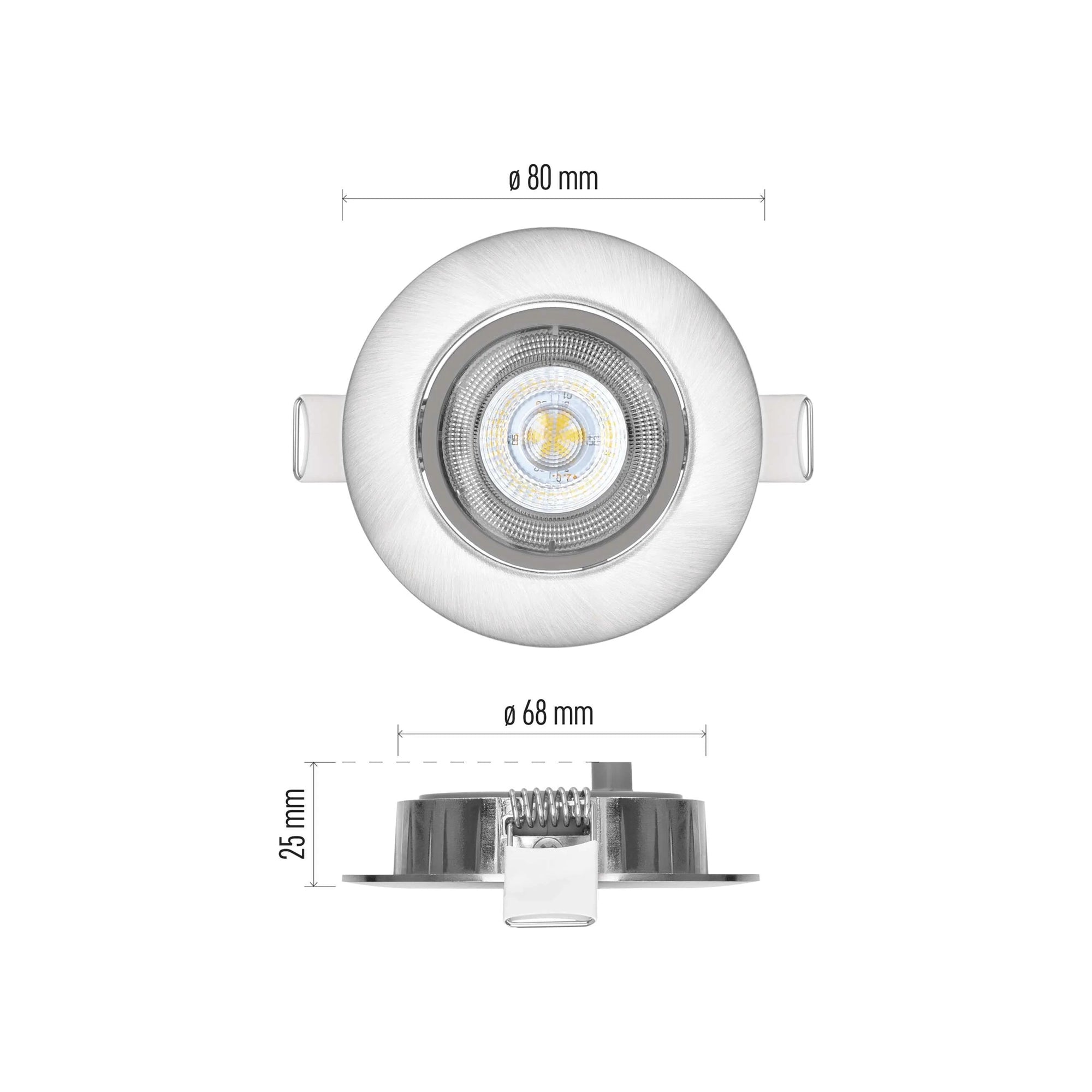 SIMMI LED ugradbena svjetiljka, srebrna, 5W, 4000K, IP20, Ø80mm