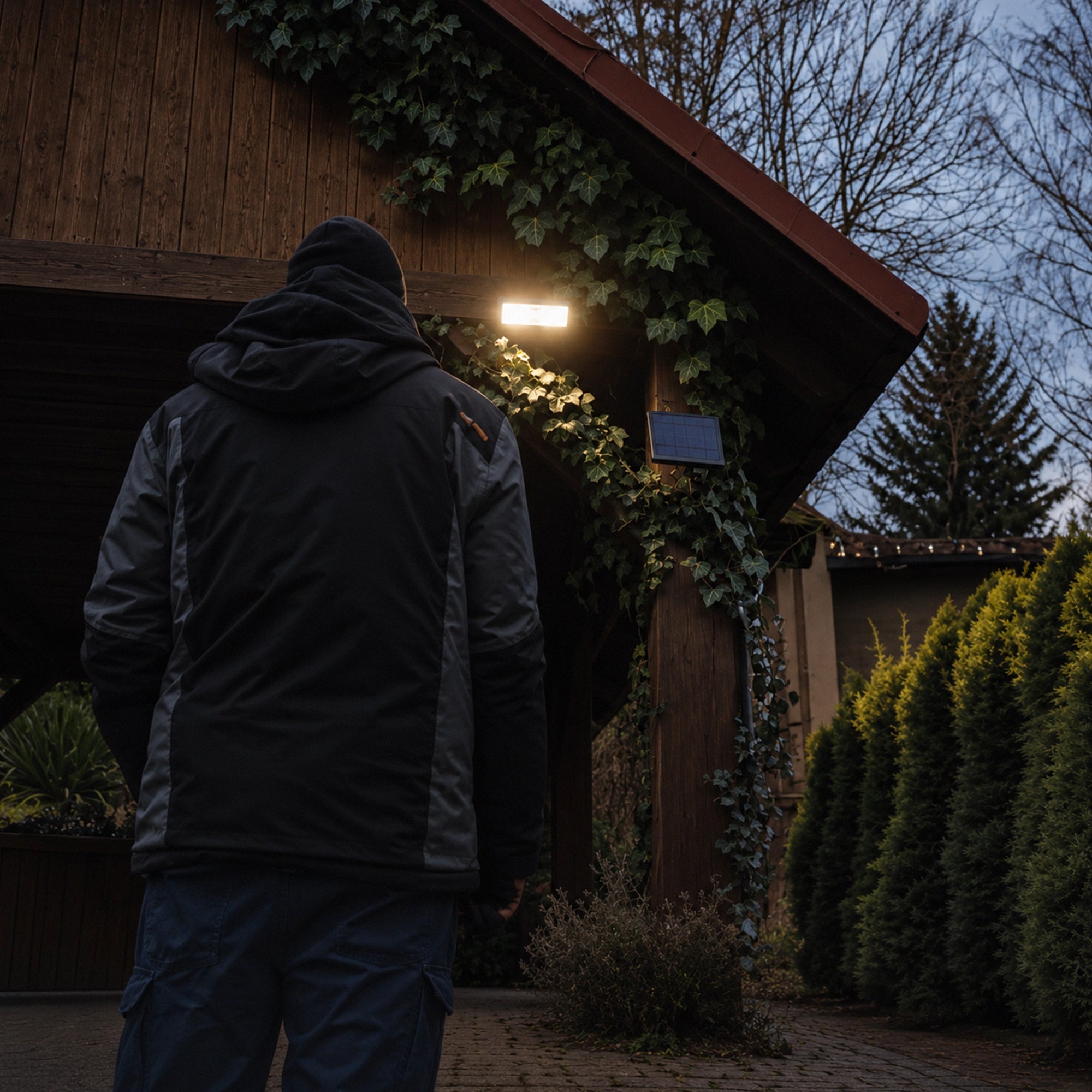 LED solarni reflektor SUNNO, senzor pokreta, crni, 4000K, IP54
