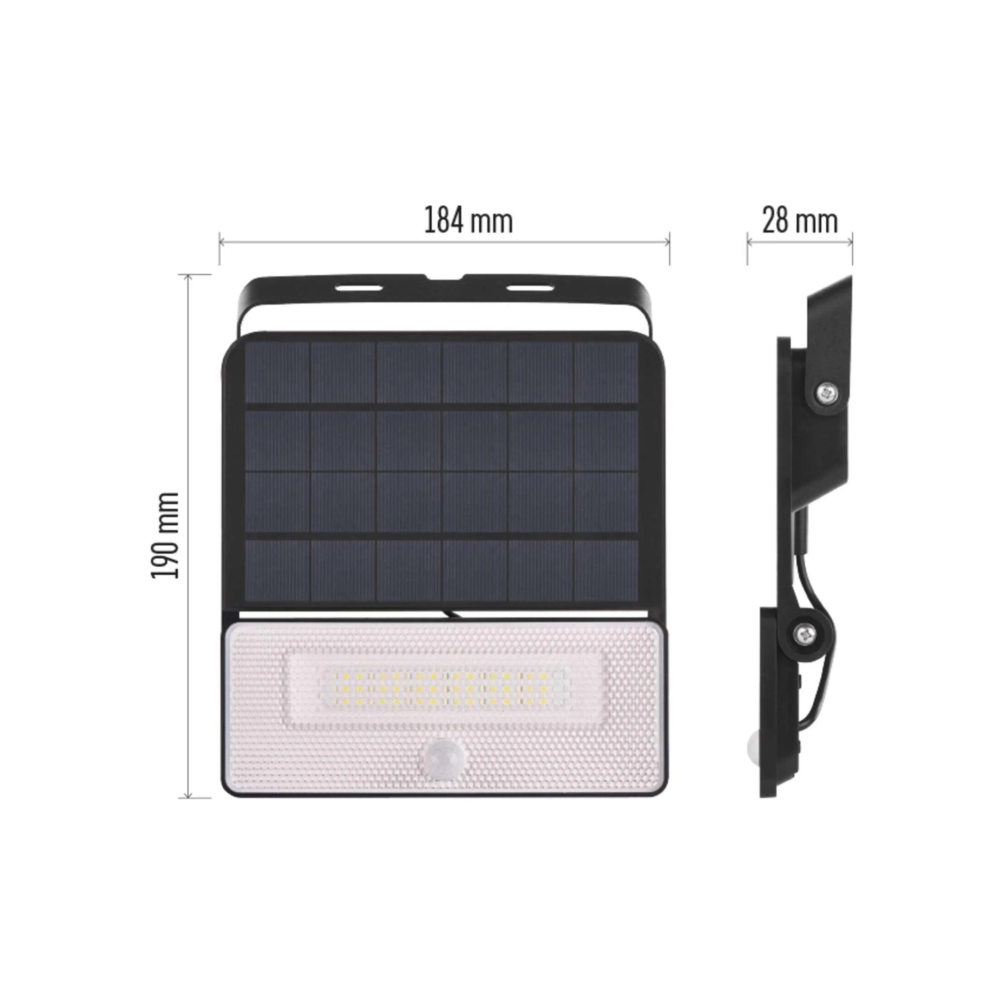 LED solarni reflektor SOLO L, senzor pokreta, crni, 4000K, IP54