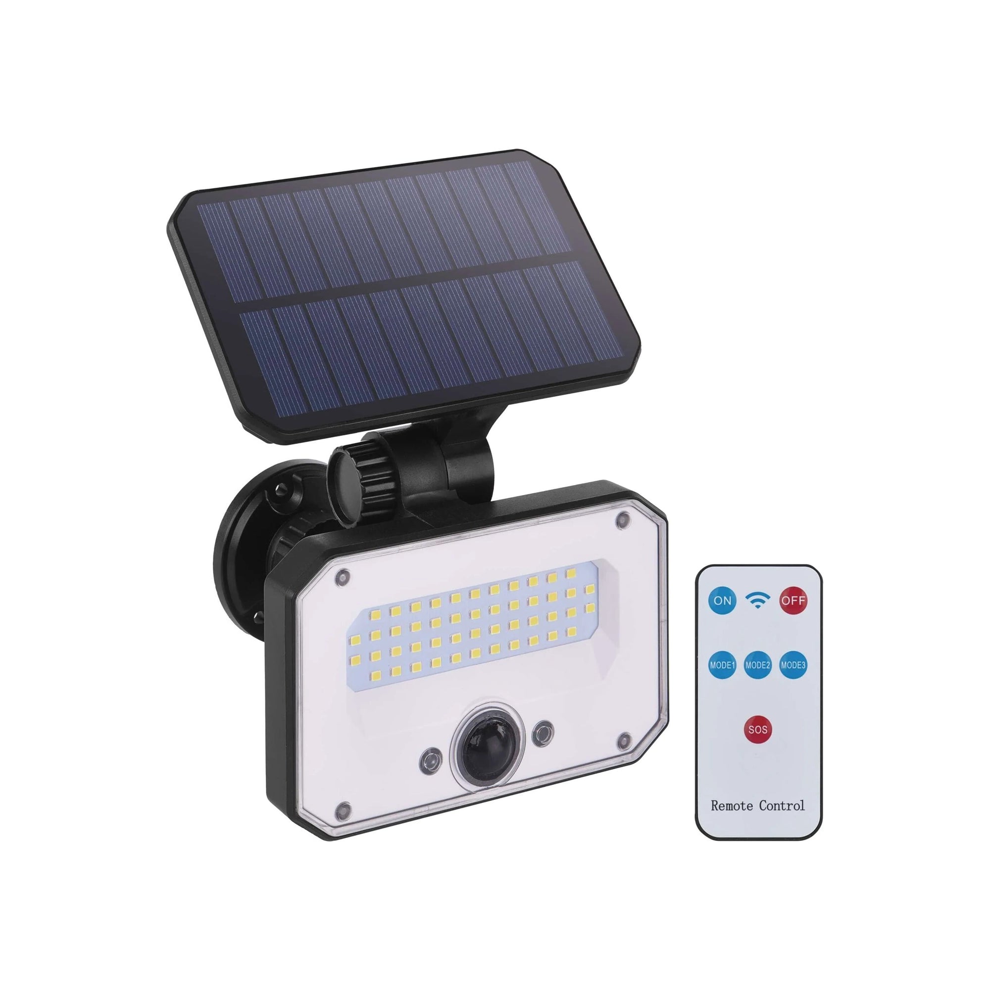 SPILO LED solarni reflektor, s daljinskim, senzor pokreta, crni, 3000K, IP54, 180mm