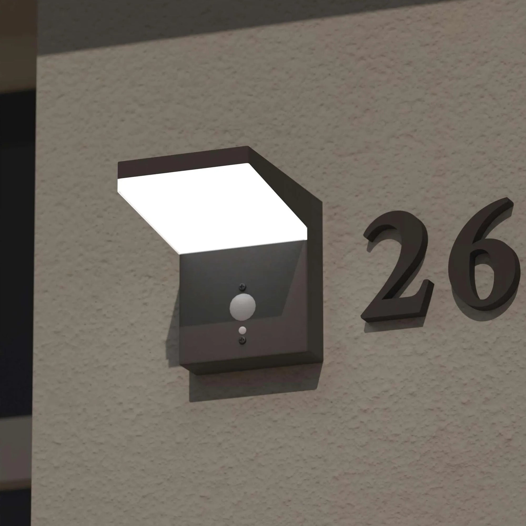 VEREA LED solarna zidna svjetiljka, senzor pokreta, crna, 4.4W, 3000K, IP44, 130mm