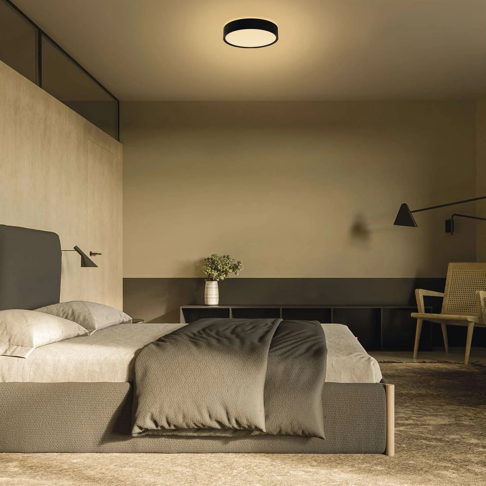 RORI LED plafonjera, crna, 17W, CCT, IP20, Ø310mm