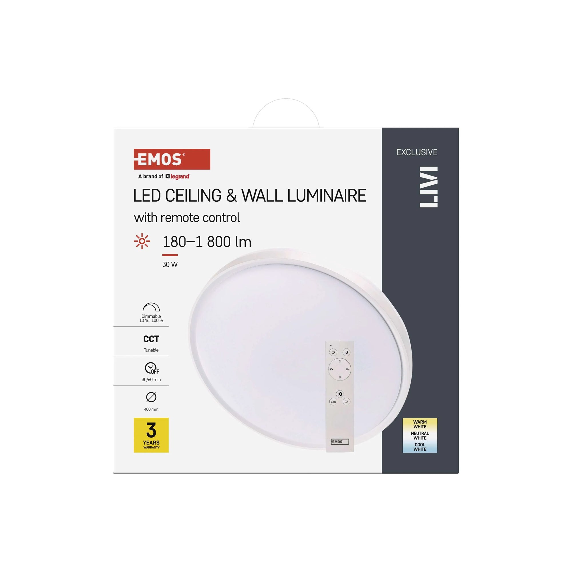 LIVI LED plafonjera s daljinskim, 30W, CCT, Ø400mm