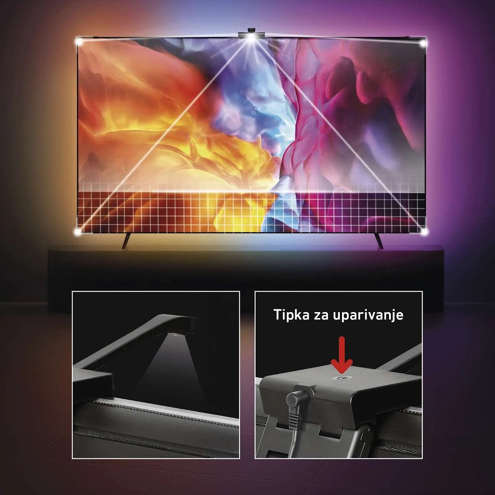 Pozadinsko osvjetljenje za TV, GoSmart, 24W, RGB, 164cm, 65“